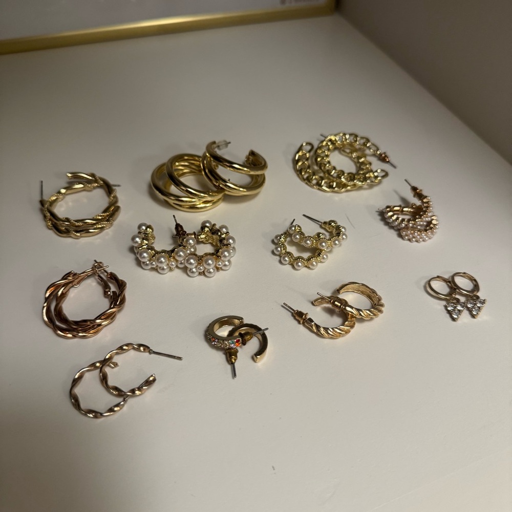 gold bundle earrings and cuffs